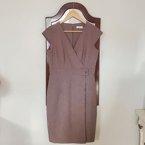 Calvin Klein Taupe Wrap Dress size 6